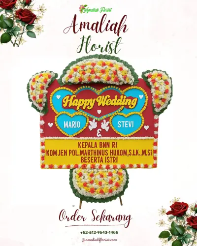 Karangan Papan Bunga Pernikahan di Selopampang